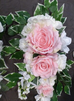 Wedding Arch and Tiebacks, Pink and white Rose Arbor Decorations - image5